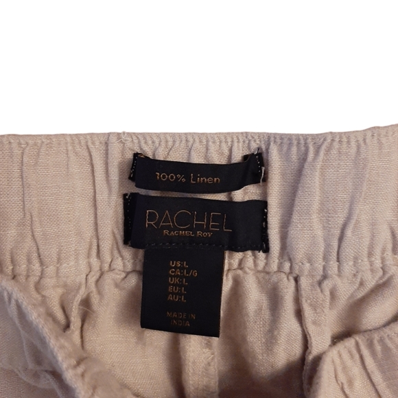 RACHEL Rachel Roy Cream 100% Linen Tapered Leg Pull On Pants Women L - Picture 2 of 3